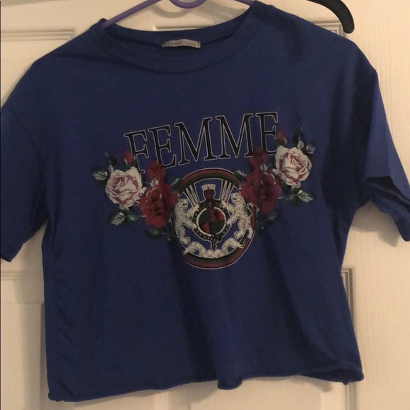 Charlotte Russe Tops - Blue cropped shirt